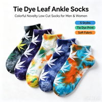 Chaussettes courtes personnalisées tie-dye motif feuille pour hommes et femmes, chaussettes de cheville tricotées décontractées tendance, fournisseur en gros