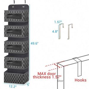 Foldable Over Door Baby Hanging Door Organizer with 5 <b>Large</b> Pockets for Pantry Baby Nursery Bathroom Closet Dorm - Product Image 3