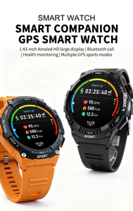 สมาร์ทวอทช์ GPS ระดับไฮเอนด์ หน้าจอ AMOLED HD ขนาด 1.43 นิ้ว กันน้ำ <span class=keywords><strong>3</strong></span> ATM สายซิลิโคน วัดอัตราการเต้นของหัวใจ ความดันโลหิต ออกซิเจนในเลือด ติดตามการนอนหลับ <span class=keywords><strong>7</strong></span> โหมด - Product Image 2