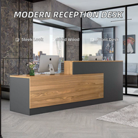 Comptoir de réception commercial rectangulaire en bois au design moderne avec compteur de monnaie pour hôpital, salon de beauté, hôtel, école, supermarché