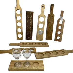 Tùy Chỉnh 3/4/5 Lỗ Rượu Vang Phục Vụ Uống Chuyến Bay Bia Cốc Khay Rượu Vang Thủy Tinh Hội Đồng Quản Trị Phục Vụ Khay - Product Image 1