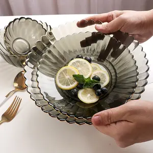 Nordic simple style phnom penh transparent glass bowl set crystal home dessert fruit plate