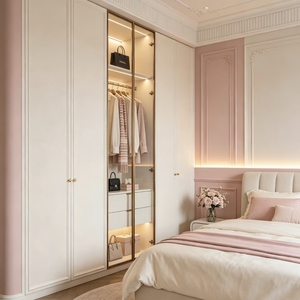 Armoire Modulaire <span class=keywords><strong>Rose</strong></span> en Bois Personnalisée pour Chambre à Coucher, Design Niche, Prête à Assembler, du Sol au Plafond, Vente en Gros - Product Image 2