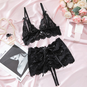New <strong>Black</strong> Lace Sexy <strong>Underwear</strong> Home Set Women's Bra Set <strong>High</strong> <strong>Waist</strong> Two Piece Set Lingerie Feminina Sexy - Product Image 6