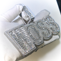 Bijoux fins personnalisés en moissanite couleur D, style hip-hop, testeur de diamant GRA, argent 925, pendentif en forme de lettre baguette pour homme