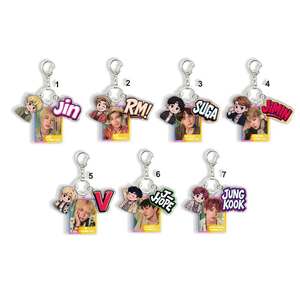 Porte-clés créatif en acier inoxydable et acrylique KPOP Idol Cute Cartoon Bangtan Boys JUNGKOOK <span class=keywords><strong>V</strong></span> Taehyung JIN SUGA RM JIMIN J-<span class=keywords><strong>HOPE</strong></span> - Product Image 1