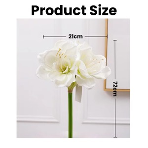 Bulbes d'amarilles artificielles personnalisés à 4 têtes, fleurs artificielles en tissu de soie rouge et blanc pour la décoration de la maison et des mariages - Product Image 2