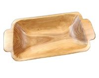 Handgemaakte houten dienblad van massief hout met dubbele handgrepen, op maat gemaakte ODM OEM houten fruitschaal, serveerblad voor eten, snacks, salade, thuisgebruik