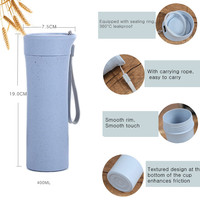 Haute qualité 500ML tasse de paille réutilisable Portable paille de blé tasse d'eau en plastique respectueux de l'environnement Logo personnalisable tasse cadeau