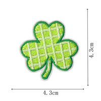 Patch en tissu brodé personnalisable pour costume de la Saint-Patrick, décoration de fête, trèfle, feuilles vertes, fil à broder
