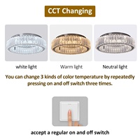 Entrepôt allemand Plafonniers à LED ronds en cristal à intensité variable avec télécommande