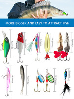 Kit de matériel de pêche 24 pièces ensemble d'appâts durs artificiels pour bar de mer poisson-chat eau douce eau salée métal leurre accessoires boîte aveugle