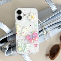 Coque de téléphone 3D Fleur Papillon Chaîne pour iPhone 17 Pro, design innovant et mignon, vente en gros pour filles