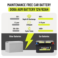 Batterie de voiture AGM 12V 92Ah de haute qualité pour camions et véhicules, résistante à la température