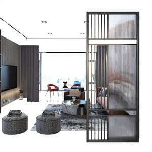 Porte de sécurité extérieure et séparateur de pièce en verre Art Déco personnalisable avec acier inoxydable brossé, installation facile - Product Image 3