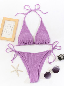 Traje de Baño de Dos Piezas para Mujer, Bikini Sexy para Fitness, Ropa de Playa, Traje de Baño de Tanga con Textura de <span class=keywords><strong>Tricot</strong></span> y Cuentas en Relieve, 2022 - Product Image 6