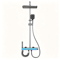 Ensemble de douche thermostatique numérique OEM personnalisé en alliage d'aluminium brossé à fixation murale, accessoires de salle de bain multi-jets, vente en gros