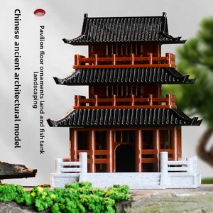 Chinese Stijl Mini Paviljoen Model-Oude Architectuur Microlandschap Voor <span class=keywords><strong>Aquarium</strong></span>, Bonsai & Zand Tafeldecoratie - Product Image 6
