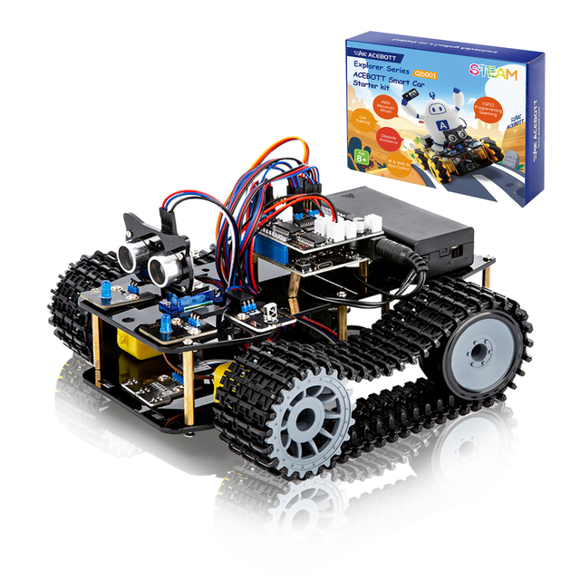 With Tutorial Adult Kids DIY Python Programming Coding ESP32 4WD Stem Education Smart Tank Robot Car Starter Kit Set for Arduino
