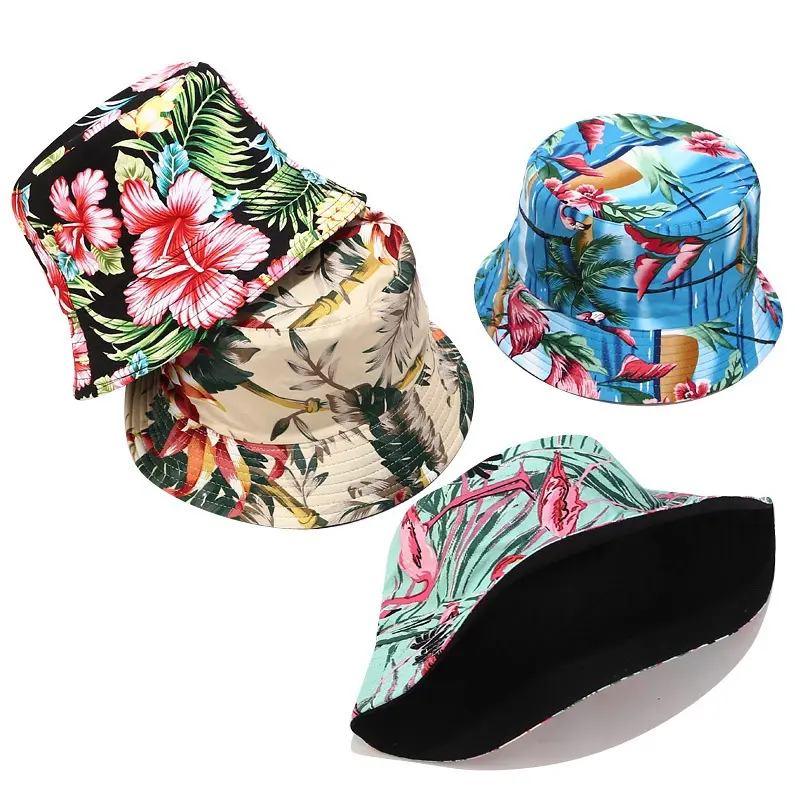 새로운 도착 뜨거운 판매 28 스타일 사용할 도매 세련된 꽃 패턴 접는 인쇄 양동이 모자