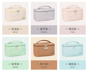 Bolsa de maquillaje con tapa abierta, de PU, color sólido, portátil, para guardar maquillaje, de gran capacidad, con aspecto de alta gama. - Product Image 6