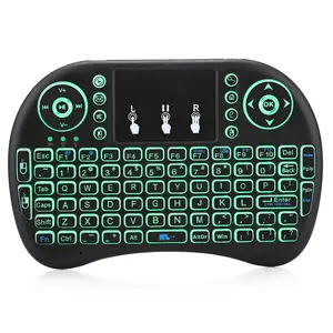 I8 Fly Air Keyboard Mouse nirkabel Mini, Keyboard Mouse Kombo pelacak optik, antarmuka USB dengan lampu pernapasan, nirkabel 2.4G