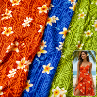 Tissu extensible 4 directions en polyester et élasthanne à imprimé numérique tortue polynésienne, idéal pour les robes et shorts d'inspiration insulaire - Meilleures ventes