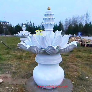 Marmo bianco fiore di loto scultura per giardino all'aperto funzione d'acqua decorazione di arte di strada in alberghi ville cucine laghi - Product Image 1