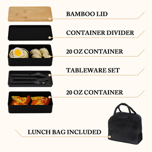 Japanese-style Lunch Box Frame Insulation Double-layer Large-capacity <b>Microwave</b> Plastic Fresh-keeping Bento Box <b>Set</b> - Product Image 2