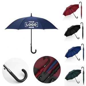 Custom Automatic Straight Handle Long-handled Golf <b>Umbrella</b> with Curved Handle <b>Windproof</b> Waterproof Rain Sun Stick <b>Umbrellas</b> - Product Image 1