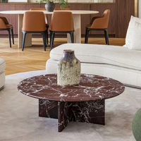 Table basse en marbre Rosso Levanto bordeaux pour salon, meubles en pierre de style moderne et luxueux Newstar