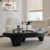 Table basse ovale irrégulière BLAINE, style nordique moderne, créative, faite à la main, extensible, décorative, couleur crème, pour salon
