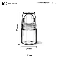 Flacon roll-on transparent en PETG de 60 ml pour l'aromathérapie des animaux, soins désodorisants, huiles parfumées et emballage de produits de toilettage