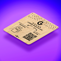 Carte de contrôle d'accès NFC programmable en bois pour restaurants, carte Google Review avec 213, 215, 216 avis