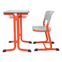 Ensemble de bureau et chaise scolaire moderne personnalisable, cadre orange, pour les écoles primaires, le bureau à domicile, la chambre à coucher, construction en acier