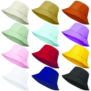 2024 신제품 생생한 색상 저렴한 가격 사용자 정의 버킷 모자 대량 여성 남성 여러 가지 빛깔의 태양 포장 낚시 여행 여름