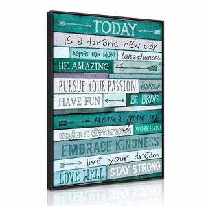 Décoration Murale en Aluminium Noir avec Cadre, Citation Inspirante, Bois Teal, Motivationnelle, pour Bureau et Chambre à Coucher - Vente en Gros - Product Image 1