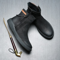 Produits les plus vendus – Nouveauté automne : Bottes de neige pour homme en cuir véritable, design rétro tendance à coupe basse, fermeture éclair, antidérapantes et respirantes