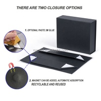 Boîte pliante magnétique en carton rigide noir mat sur mesure pour robe de mariée