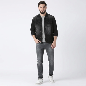 Bomery Unisex Hooded Oversize <b>Denim</b> <b>Jacket</b> with Stand Collar Windproof Zipper Closure Casual Streetwear for <b>Men</b> and Women - Product Image 1