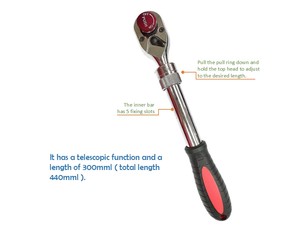 Trinquete Multifunción con Mango de Plástico Antideslizante y Eje Extensible de 1/2 Pulgada para Uso en Garajes, Talleres y Bricolaje - Product Image 4