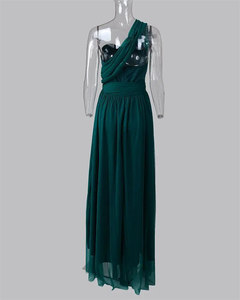 Robes maxi de luxe de style étoile de bonne qualité, robes de <span class=keywords><strong>soir</strong></span>ée élégantes <span class=keywords><strong>pour</strong></span> femmes, à une épaule, dos nu, fendues, en soie, sexy - Product Image 6