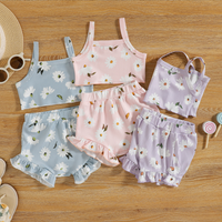 Ensembles décontractés pour bébés filles, imprimés floraux avec short à volants, vêtements d'été pour tout-petits, 2 pièces