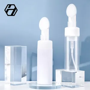 Face Washing Facial Brush 100ml 120ml 150ml 200ml Emulsion Foam Mousse Plastic Cleansing Foam Bottle With Brush