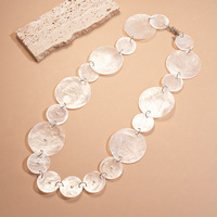 Kaimei 2025 bijoux de mode en gros pas cher femmes exagéré coquille ronde clavicule chaîne collier blanc coquille longs colliers