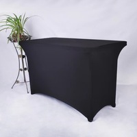 Vente en gros de tissu spandex imprimé sur mesure de 6 pieds pour événements Couverture de table de salon décorative blanche et noire pour hôtels et mariages