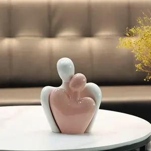 Nordic Table Decorative White and pink porcelain Flower pot human body Modern Ceramic Vase for Home Decor Couples wedding gifts