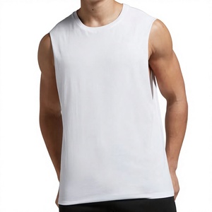 <b>Men's</b> <b>White</b> Sleeveless Tank Top O-Neck Breathable Cotton Casual Summer Wear Regular Fit Pullover Outerwear - Product Image 3