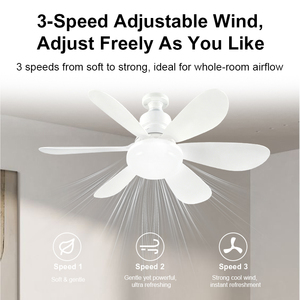 Flower Shaped Silent Fan <b>Light</b> ABS Material Compact Professional Ceiling Fan 3 Speed Adjustable Electric <b>Bulb</b> Fan for Home - Product Image 2