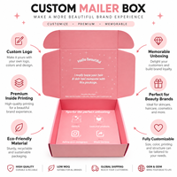 Boîte d'expédition personnalisée en carton ondulé rose pâle avec impression de message intérieur et fourniture d'emballage en gros pour les marques de beauté